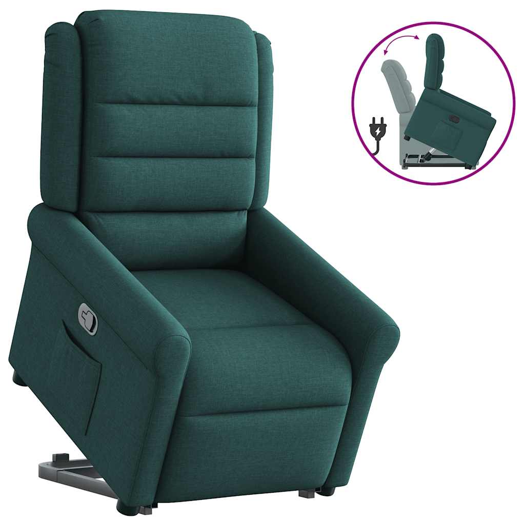 Recliner Chair with Rising Assistance Dark Green Fabric