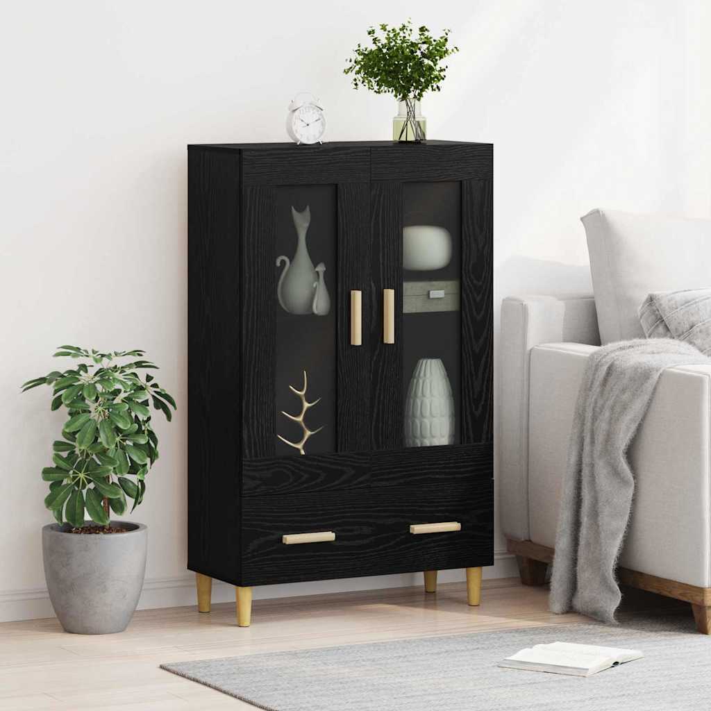 Highboard in Black Oak Look 70 x 31 x 115 cm Particleboard