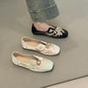 Retro new Chinese style 2025 spring new low-heeled women's shoes versatile square head single shoes women's Doudou shoes flat loafers