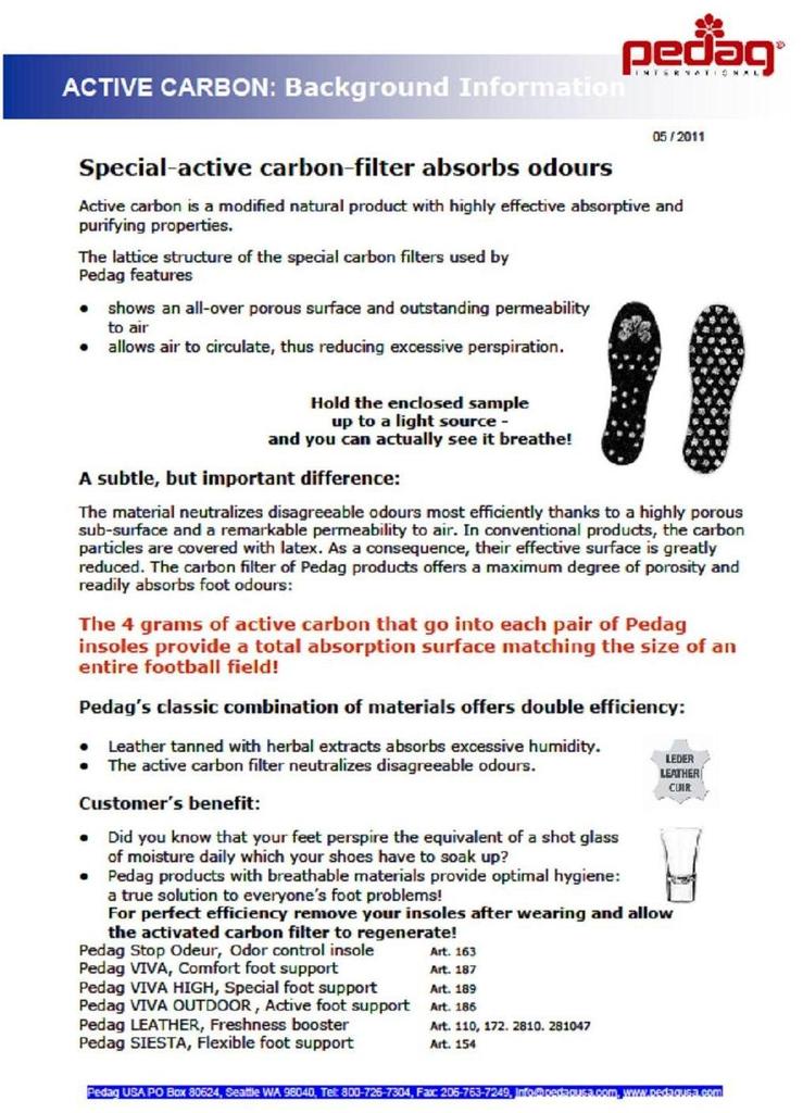 Premium Cowhide Leather Insoles Removal Deodorizing Leather with Carbon Filter in (Bacteria & Effect) [pedag] High-Efficiency (Made Germany) (Size