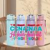 1PC CNA Heart Work Color Letter 750ml Color Plastic Sports Water Bottle Leakproof Flip Straw Lid Suitable for Sports Office Home Use
