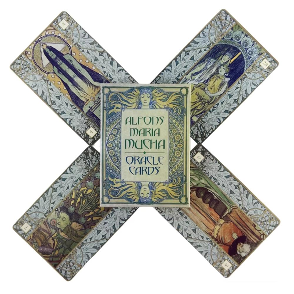 Alfons Maria Mucha Carte Oracolari Mazzo di Divinazione Edizione Visione Inglese Tavola Tarot Gioco di Carte