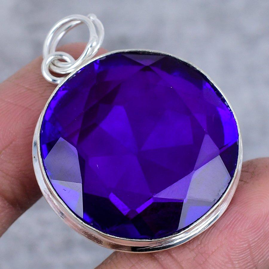 Amethyst Edelstein 925 Sterling Silber Schmuck Anhänger 1,81"
