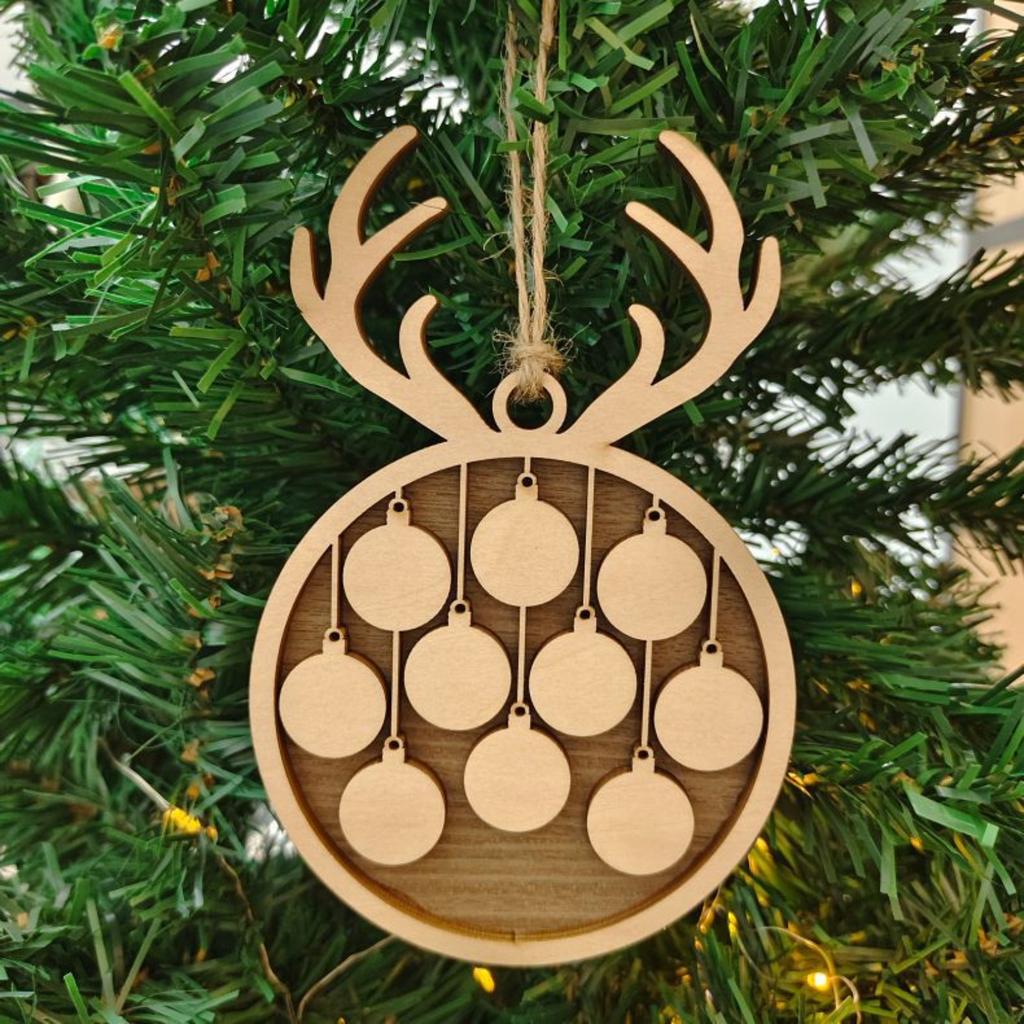 Christmas ReindeerWooden Tag Bow Christmas Tree Decoration