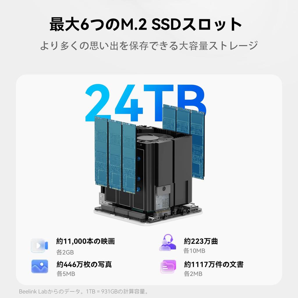 Beelink ME Mini Intel N95 12G 1TB 6 x NVMe Dual WiFi Bluetooth Mini Desktop Attached Storage PC, NAS, LPDDR5, M.2 SSD, M.2 Slots, 2.5GHz LAN, 6, 5.2,