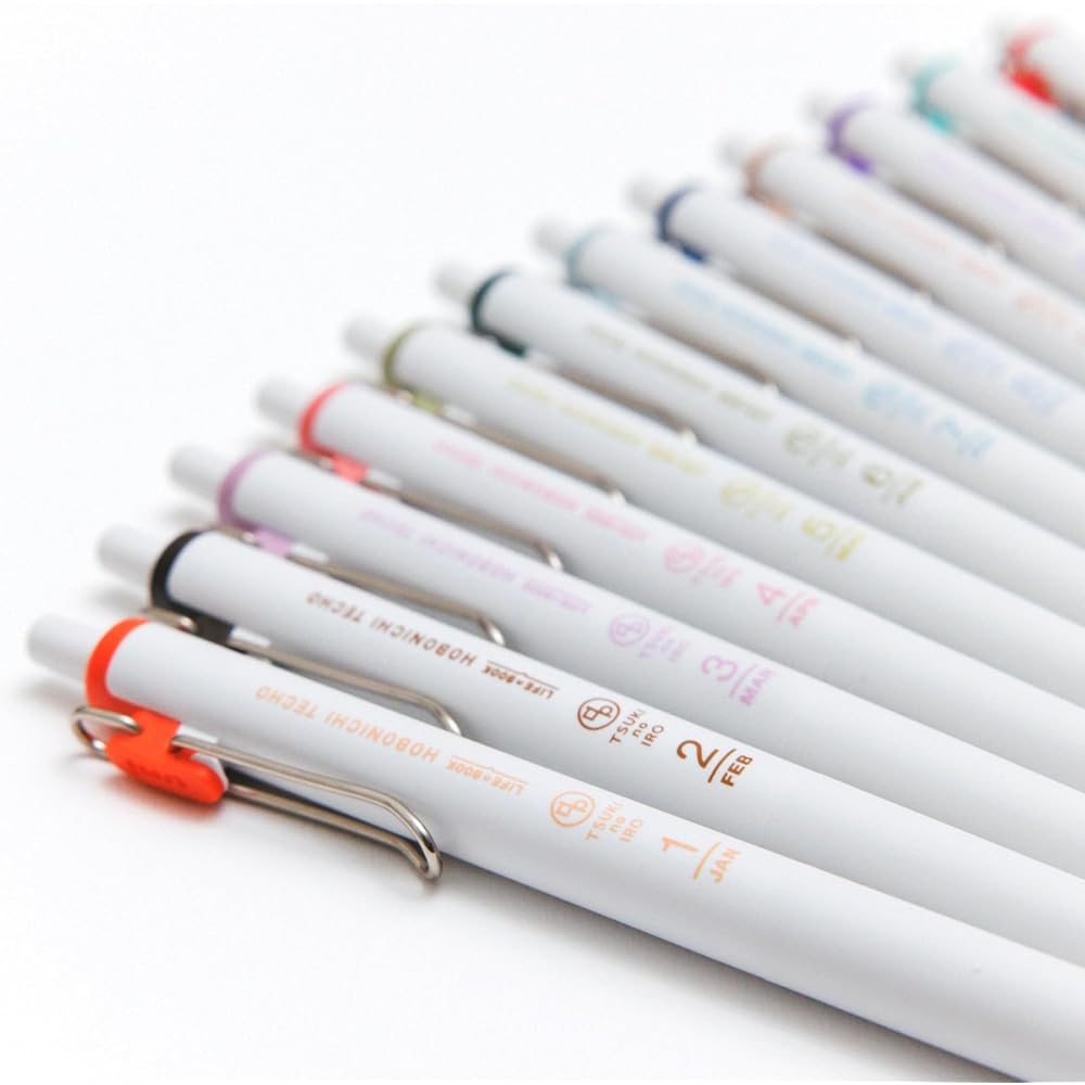 Hobonichi Notebook TSUKI No IRO/Uniball One July-December Set with Case, Notebook Accessory