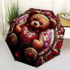 Stained Teddy Bear Wall Art DecorUmbrella, Portable 3-Fold Compact Umbrella for Men & Women Gift