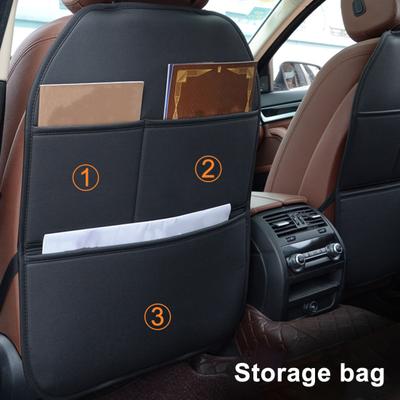 1/2Pcs Car Back Seat Protector Faux Leather Waterproof Automotive Kick Mat Front Seat Storage Organizer with Large Pockets Car Accessories