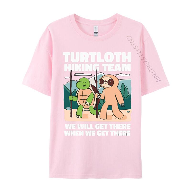 Funny Turtle And Sloth Hiking Camping T Shirt Men Tee Premium Cotton Anime Printed Tshirts Oversize Top Tees