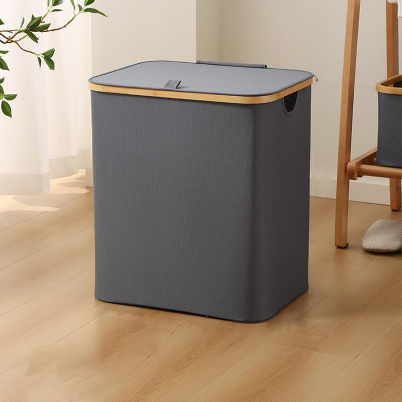 Laundry Basket With Lid Large Hamper Pull Handles Bin Basket Storage Basket For Clothes Toys Dorm Bathroom Bedroom College