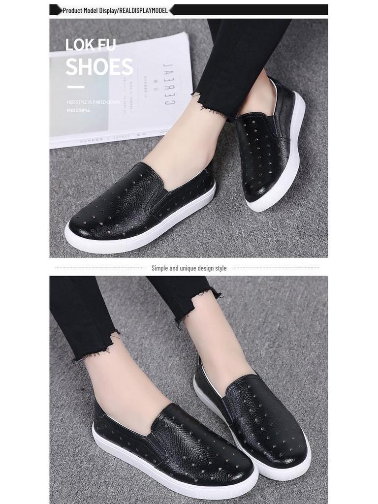 Women's Genuine Leather Casual White Loafers - Soft, Breathable, Versatile Flats