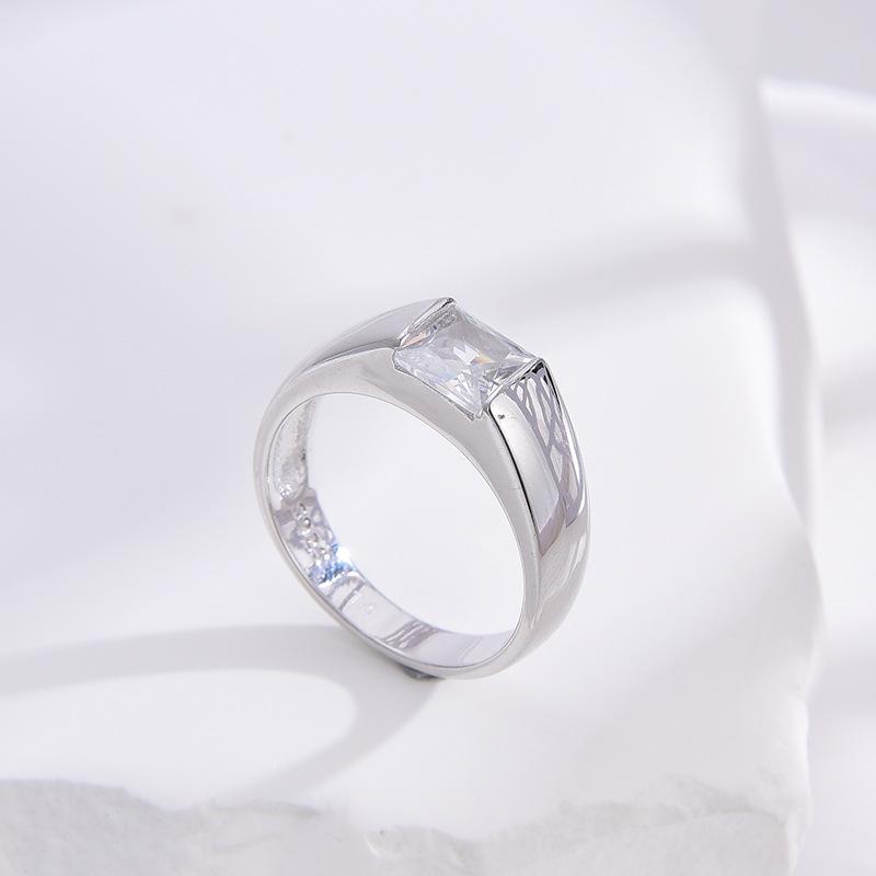 

Autumn 2025 Geometric 925 Sterling Silver Diamond Inlaid Ring, Unisex Light Luxury Fashion for Index Finger. Size 20