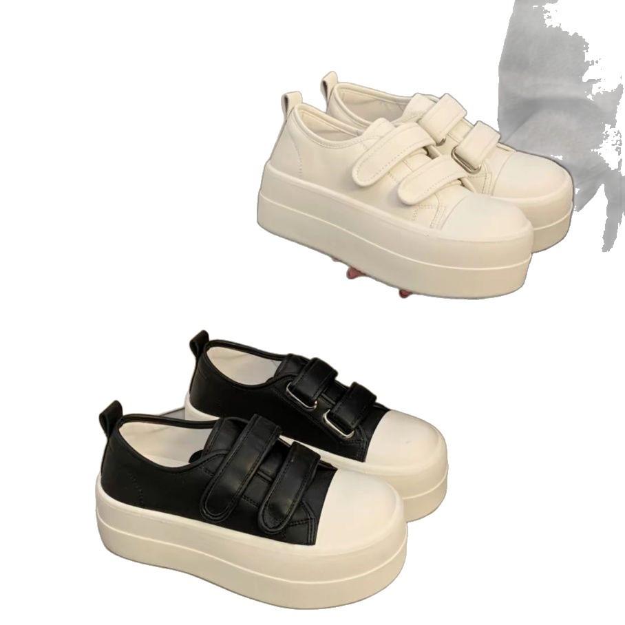 Popular Ins Velcro Big Head Platform Single Shoes 2025 Spring New Heightening Shoes Casual Versatile Little White Board Shoes
