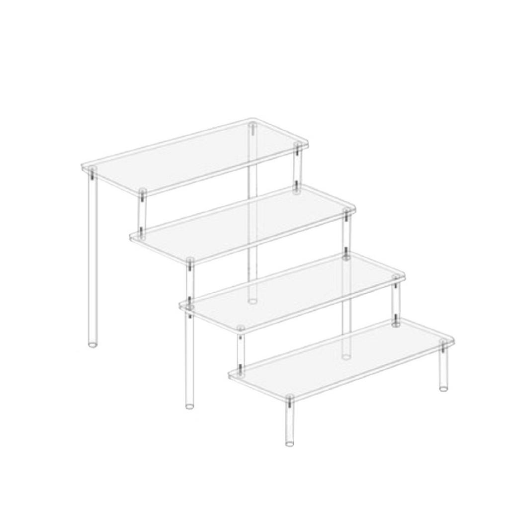 Transparent Acrylic Display Stand Pottery Storage Rack - Doll Clay Figurine Ladder Shelf for Makeup Organization Home Store