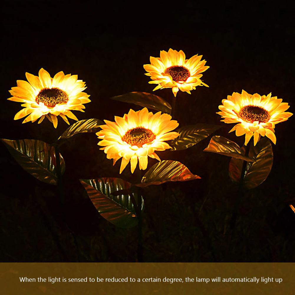 LED Sunflower Landscape Lighting Waterproof Solar Lawn Walkway Lighting  Easy Installation Automatic Switch for Courtyard
