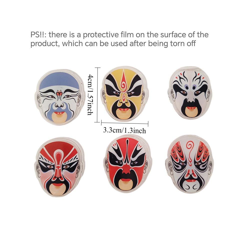 

6pcs Acrylic Chinese Style Face Mask Refrigerator Magnets Cute Creative Cartoon Fridge Po Message Magnet Decorative