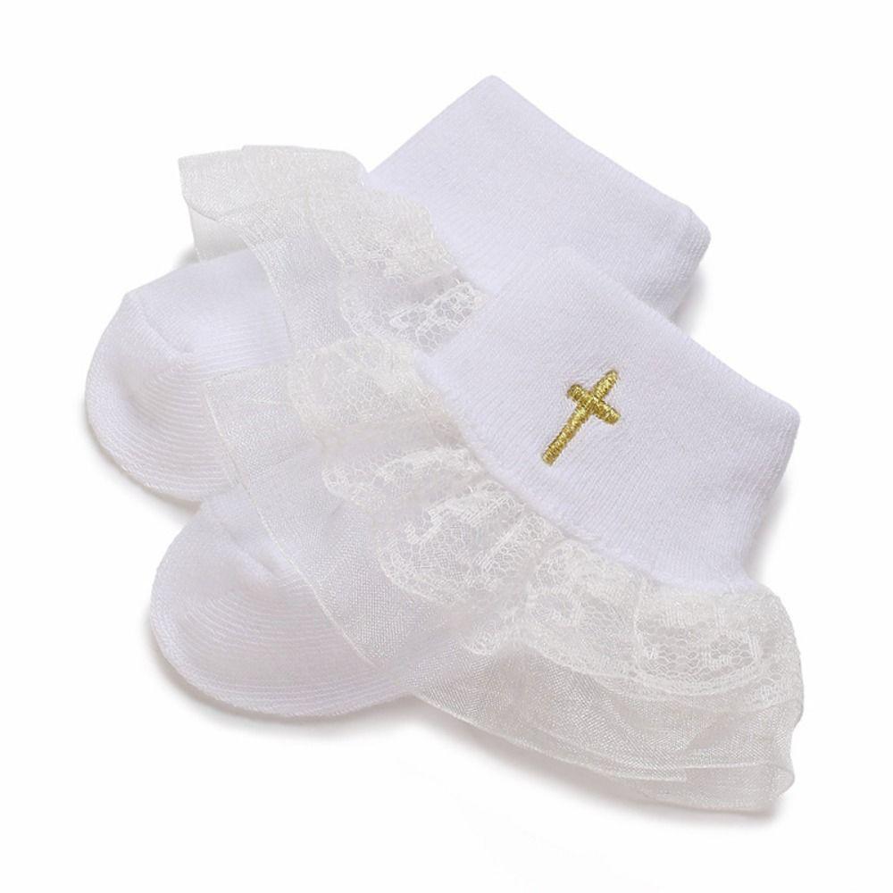 

Cotton Baby Socks White Photography Prop Sock New Lace Socks Infant Platinum lace
