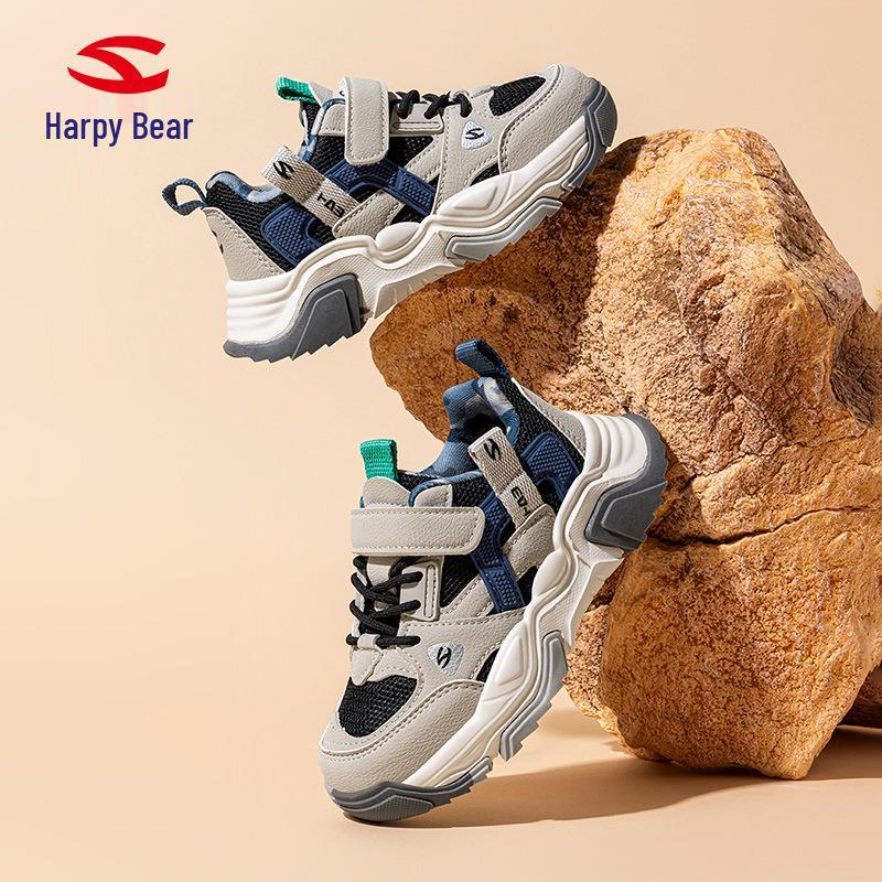Habi Bear Children's Breathable Mesh Sports Shoes - Boys' Comfortable Casual Sneakers for Spring and Autumn.