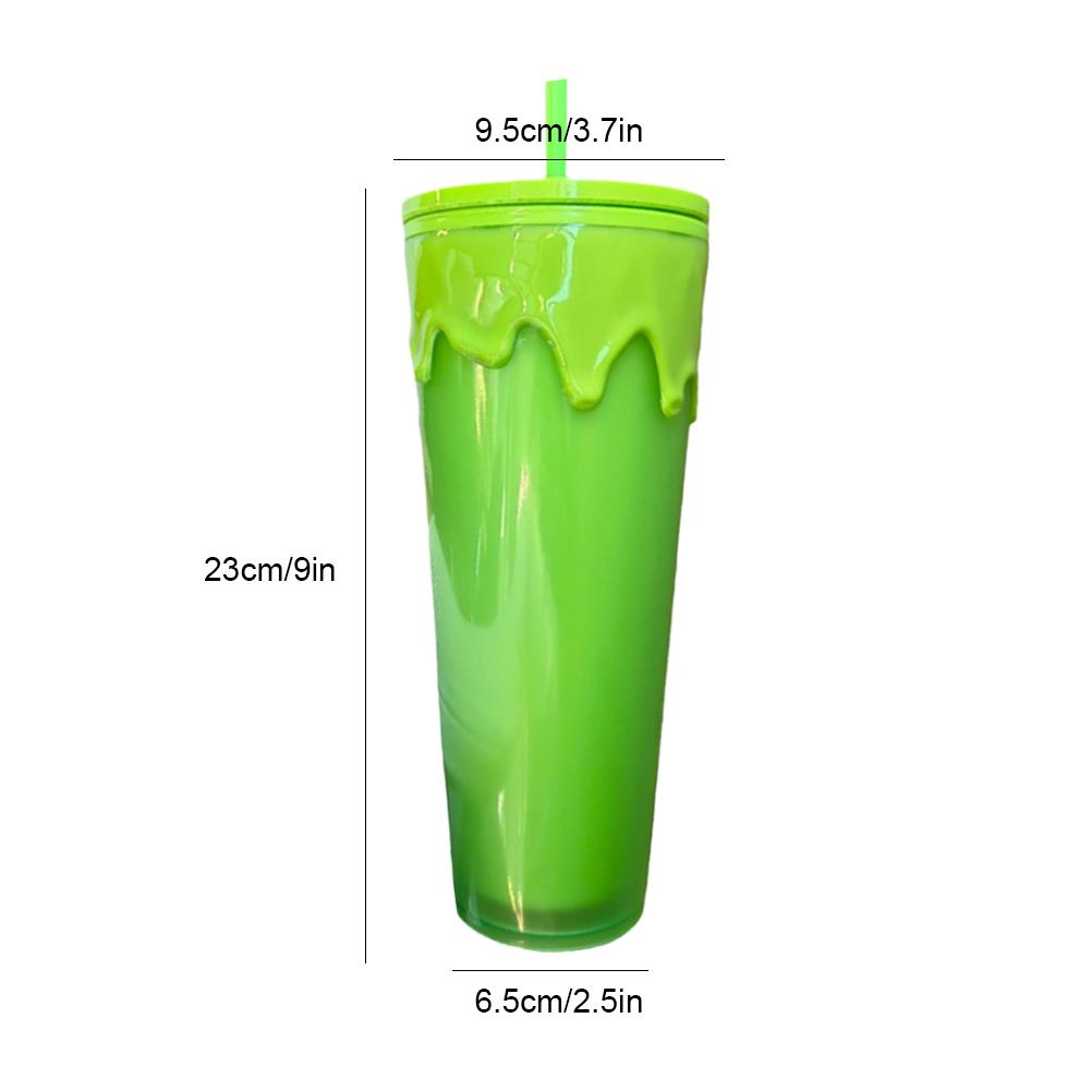 24oz/710ml Working Commuting/Car Cup with Straw&Lid Slime Green Glow In The Dark Tumbler Cup Holiday Gift for Outdoor Travel