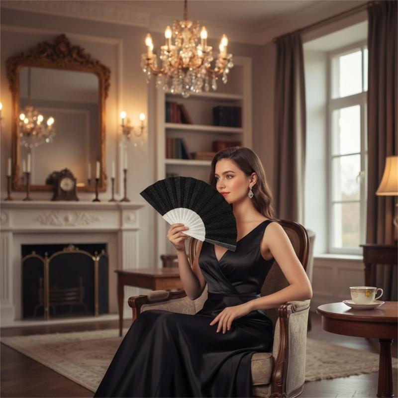 Glittering Hand Fan With Sparkling Transparent Ribs Plastic Decorative Craft Folding Fan For Parties Home Decors Gift