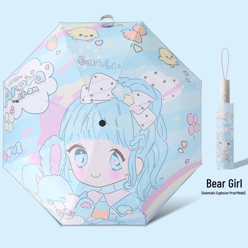 Children's Cartoon Fully Automatic Safety Umbrella: Rain or Shine, Reflective, Foldable, Anti-Rebound Design