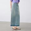 Elva' Island Women's High-Waist Mid-Length Denim Skirt