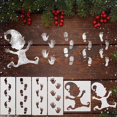 6Pcs Gnome Stencils Christmas Decor Accessories For Wall Floors Window