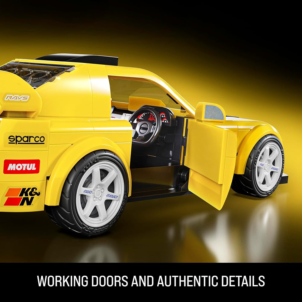 Mattel Hot Wheels Speed Series 257-Piece Building Set '07 Honda S2000 Realistic Details Custom Decals for Ages 10 and Up