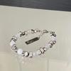 Titanium Steel Cross Bracelet For Men With Cat Eye Stone Bead Handcrafted Jewelry Gift