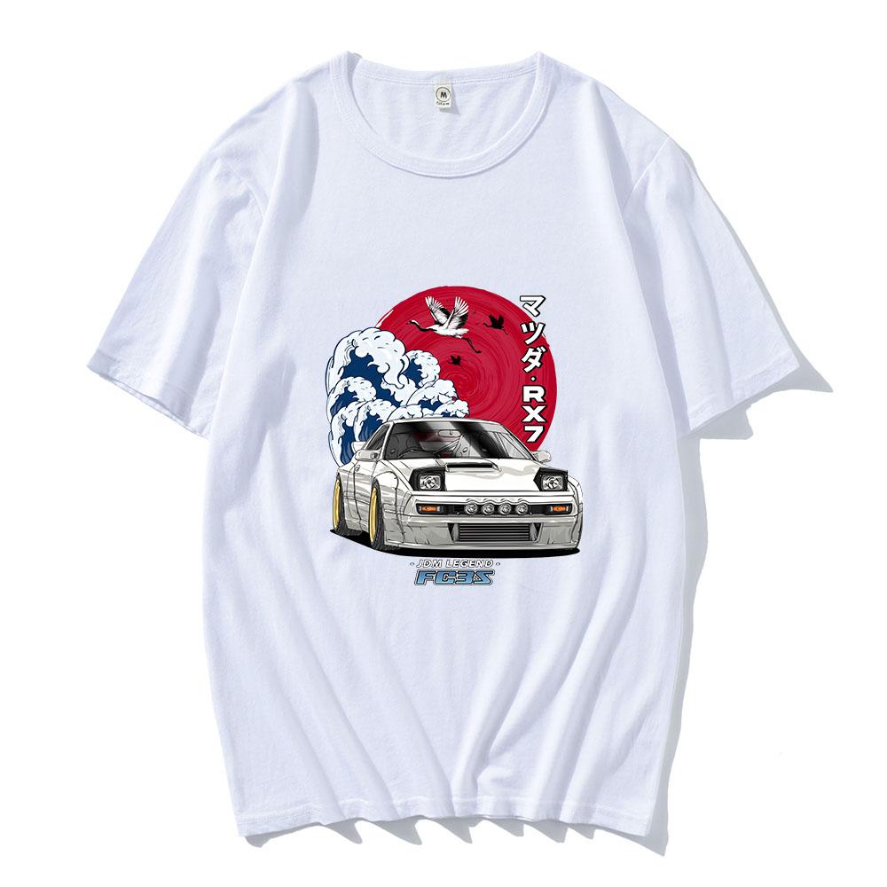 JDM Racing Car Printing T-shirt Cotton High Quality Soft Tee-shirt Japanese Fashion Style Streetwear Tees Short Sleeve Mens Tops