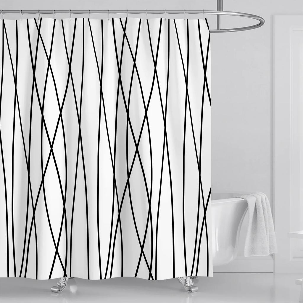 Tende da Doccia a Strisce alla Moda Impermeabili Spesse Tende da Bagno per Bagno Vasca da Bagno Copertura Ampia e Larga da Bagno con Ganci
