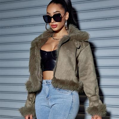 Women's Fall and Winter Faux Suede Short Jacket  Biker Clothing