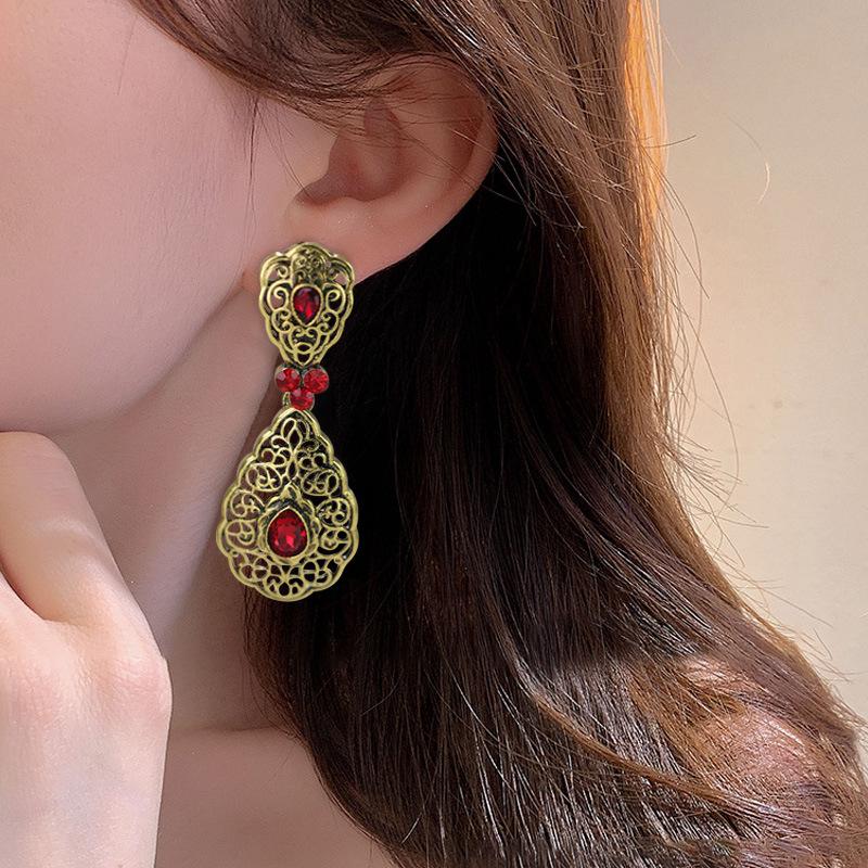 Elegant Moroccan-Style Hollow Drop Earrings for Women - Wedding & Festival Wear