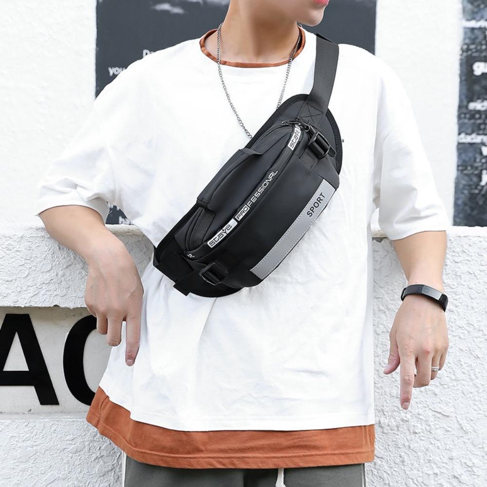 

Nylon Men Running Waist Bag Lightweight Sports Phone Bag Fashion Men Chest Bag Sports синій