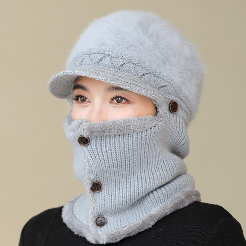

Новые женские зимние шапки с пуговицами, сохраняющие тепло, женские ветрозащитные, утепленные, утепленные шапки-балаклавы 55cm-60cm серый