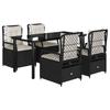 Vidaxl 5-Cz. Garden Furniture Set With Cushions, Black, Poly Rattan