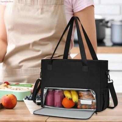 Bolsa de Almuerzo 2 en 1 para Mujer Compartimento de Almuerzo Aislado Bolso para Portátil de 15,6 Pulgadas Gran Capacidad Bolso de Mano para Ordenador Oficina