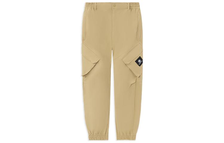 Li Ning BADFIVE Knitted Sweatpants Men s Incense Apricot Moderate Cuffed Pants AKXS075-4 M