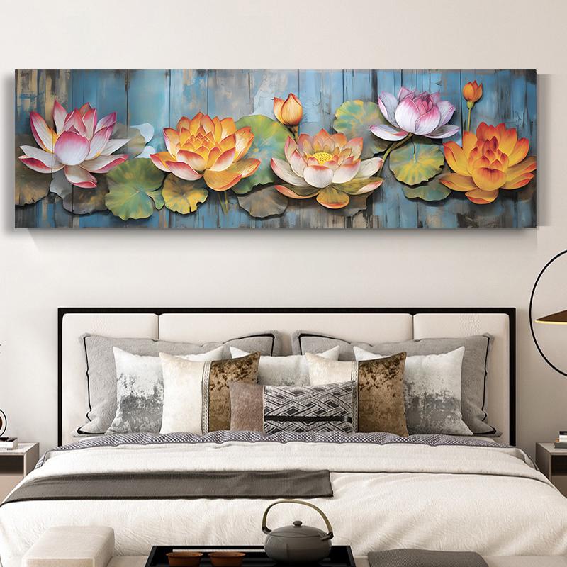 Impressões em tela de flores de lótus abstratas, pinturas em tela florais rosa, decoração de parede, pôsteres de folhas de lótus, impressões para decoração de quarto sem moldura