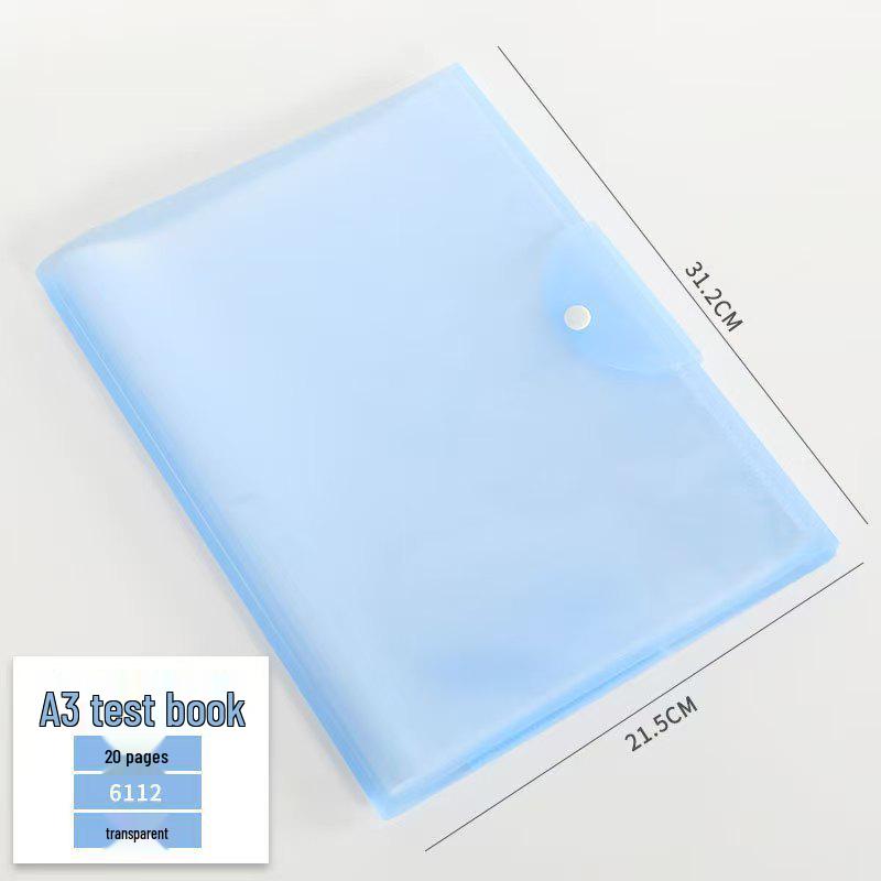 A3 Exam Paper Storage Bag for Students: Document Organizer for School Supplies 20 pages