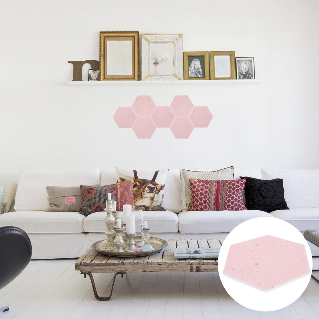 2Pcs Hexagon Felt Wall Stickers Self Adhesive Felt Memo Boards for Home Office Kitchen Wall Photo Display Note Board