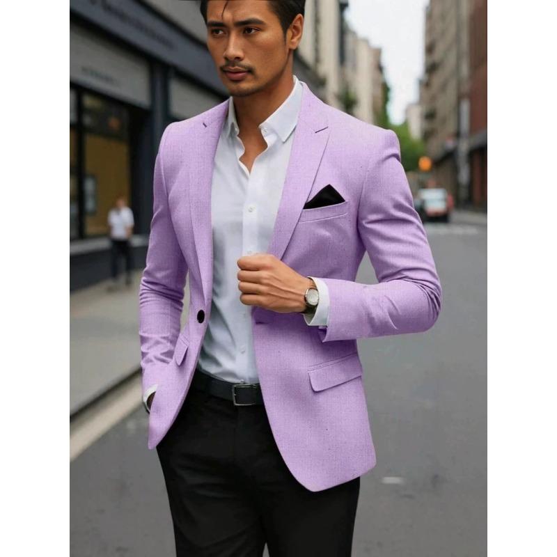 Men Slim Fit Single Breasted Solid Color Long Sleeve Casual Blazer