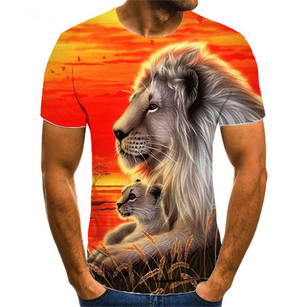 Animal Lion Pattern 3D Print Men's T-Shirts Summer Casual O-Neck Short Sleeve Oversized T-shirts