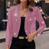 Women's Mesh 3/4 Sleeve Open Front Sequin Bolero Glitter Cropped Cardigan Jacket Cocktail Party Shrug Short Coats sea blue XXL New Arrival