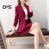 2 Pièces/ensemble Manteau Jupe Ensemble Femmes Printemps Automne Revers Manches Longues Bouton Unique Costume Manteau Plissé Mini Jupe Ensemble Couleur Unie Ensemble