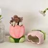 Flower Pen Holder Ceramic Desktop Decoration Cute Girl Desk Office Storage Box Stationery Shelf Storage Tank