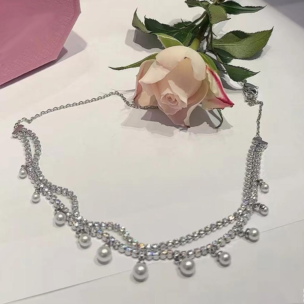 Heart Necklace Women's High Jewelry Set Luxury Pearl Necklace Earrings Ring Bracelet Suitable for Wedding Gifts