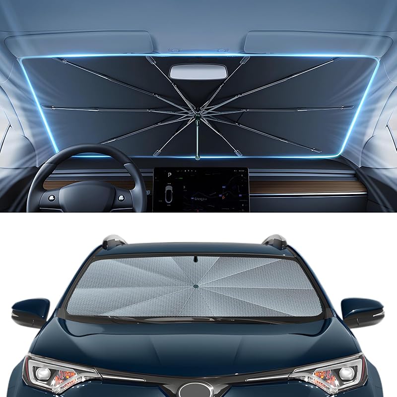 Autorder Windshield Sun Shade Umbrella For -2025 Toyota RAV4 Accessories,Upgraded Ice Crystal Material,Easy Setup Umbrella Sunshade For Car