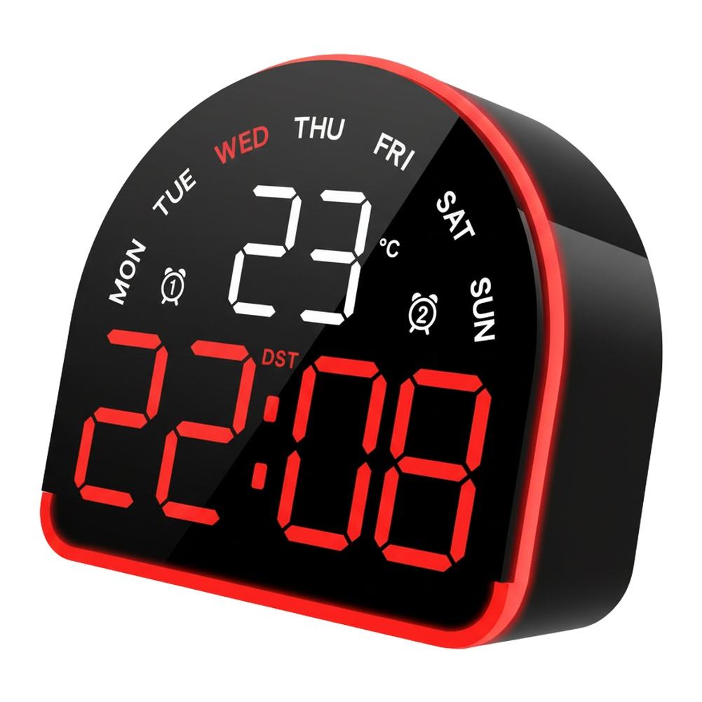 Electronic LED Clock with Ambient Light Adjustment Multiple Alarm Options and Dual Celsius/Fahrenheit Temperature Display