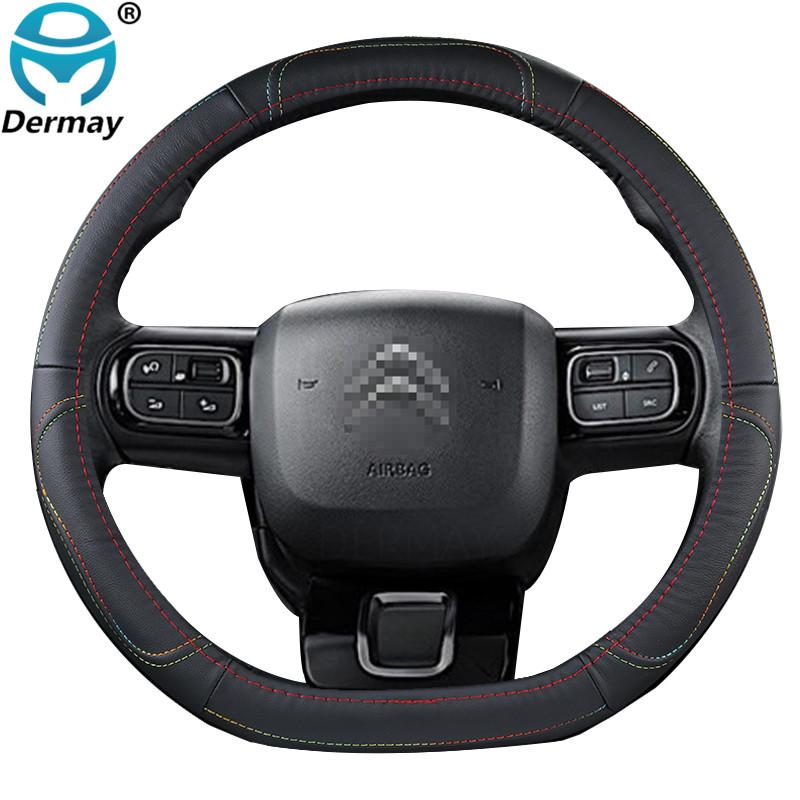 

Чехол на руль из натуральной кожи для Citroen Berlingo 2018 Cubre Volante Auto из воловьей кожи